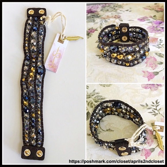 BOHO JEWELED BEAD STATEMENT FESTIVAL CUFF - Picture 7 of 8